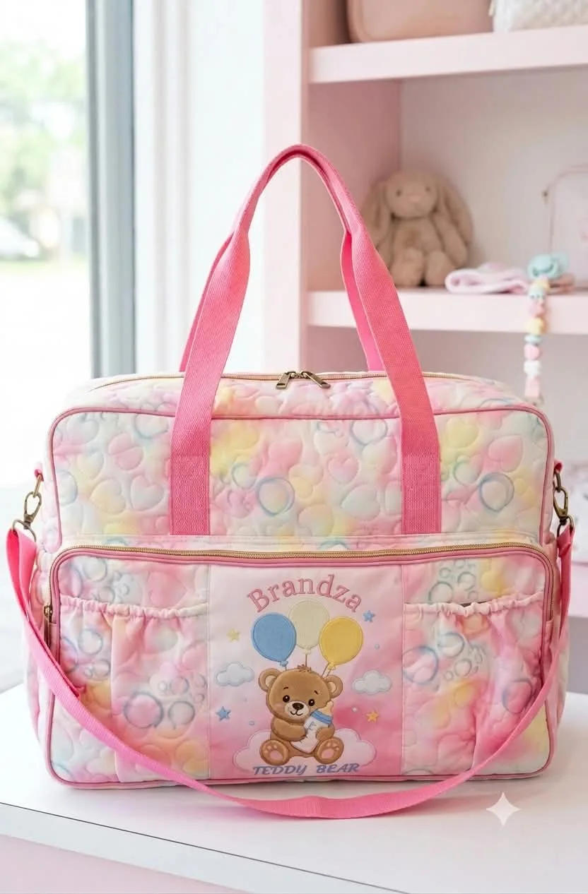 Buy Brandza Teddy Bear Mother Care Bag - Blush Pink online in Pakistan - Brandza Handbags