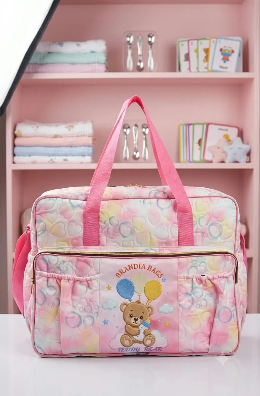 Buy Brandza Teddy Bear Mother Care Bag - Bubblegum Pink online in Pakistan - Brandza Handbags