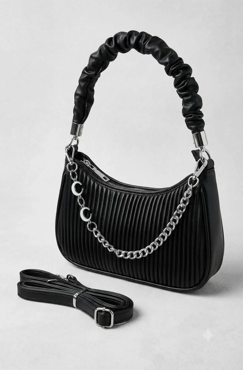 Buy Imported Premium Pleated Moon Bag - Camel Brown in Black online in Pakistan - Brandza Handbags