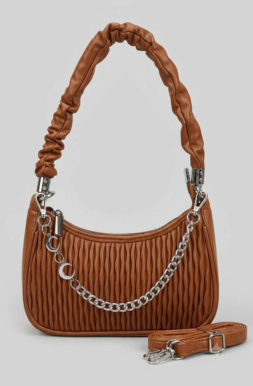 Buy Imported Premium Pleated Moon Bag - Camel Brown online in Pakistan - Brandza Handbags