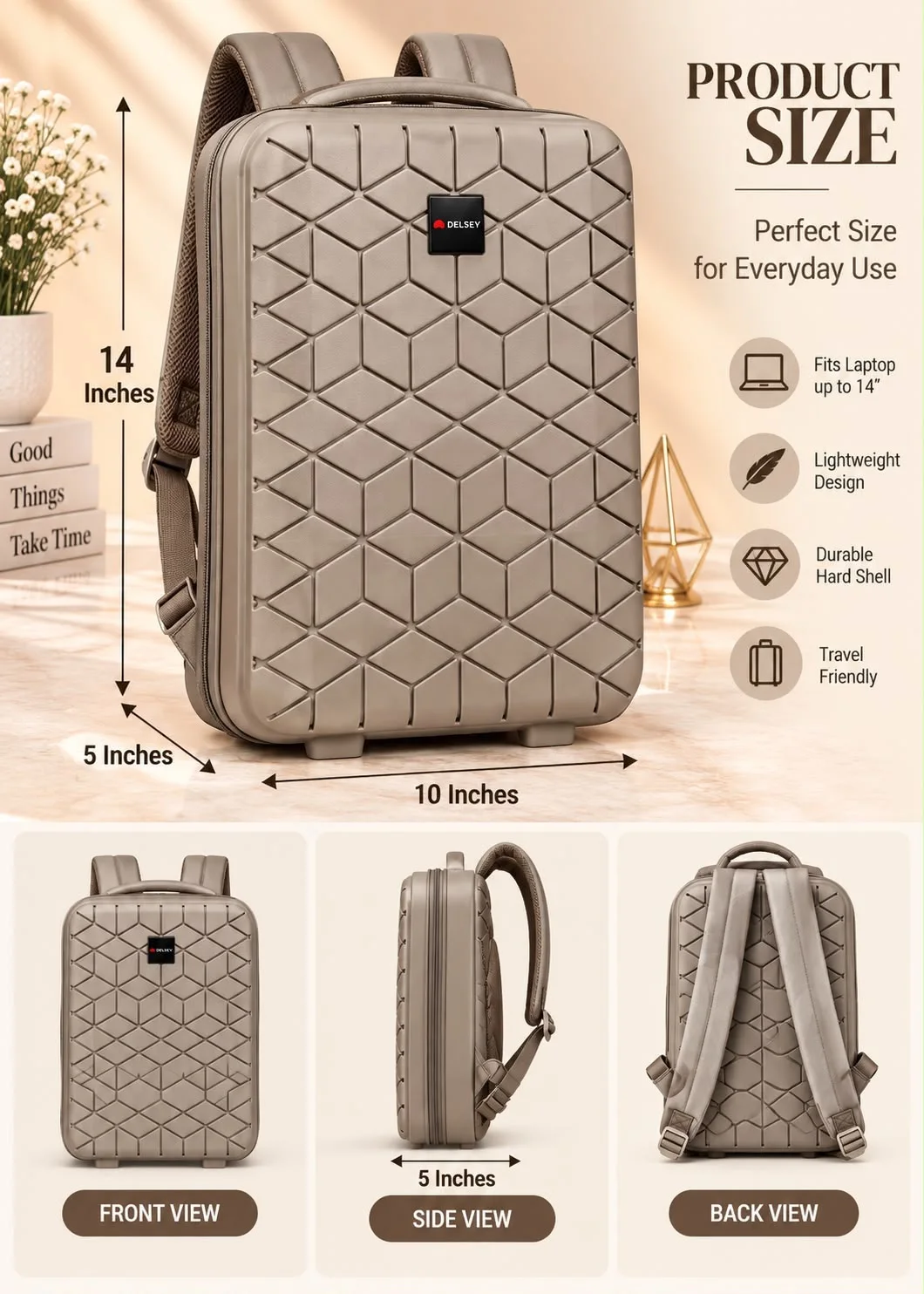 Buy High Quality PP Material Laptop Backpack - Grey online in Pakistan - Brandza Handbags view 3