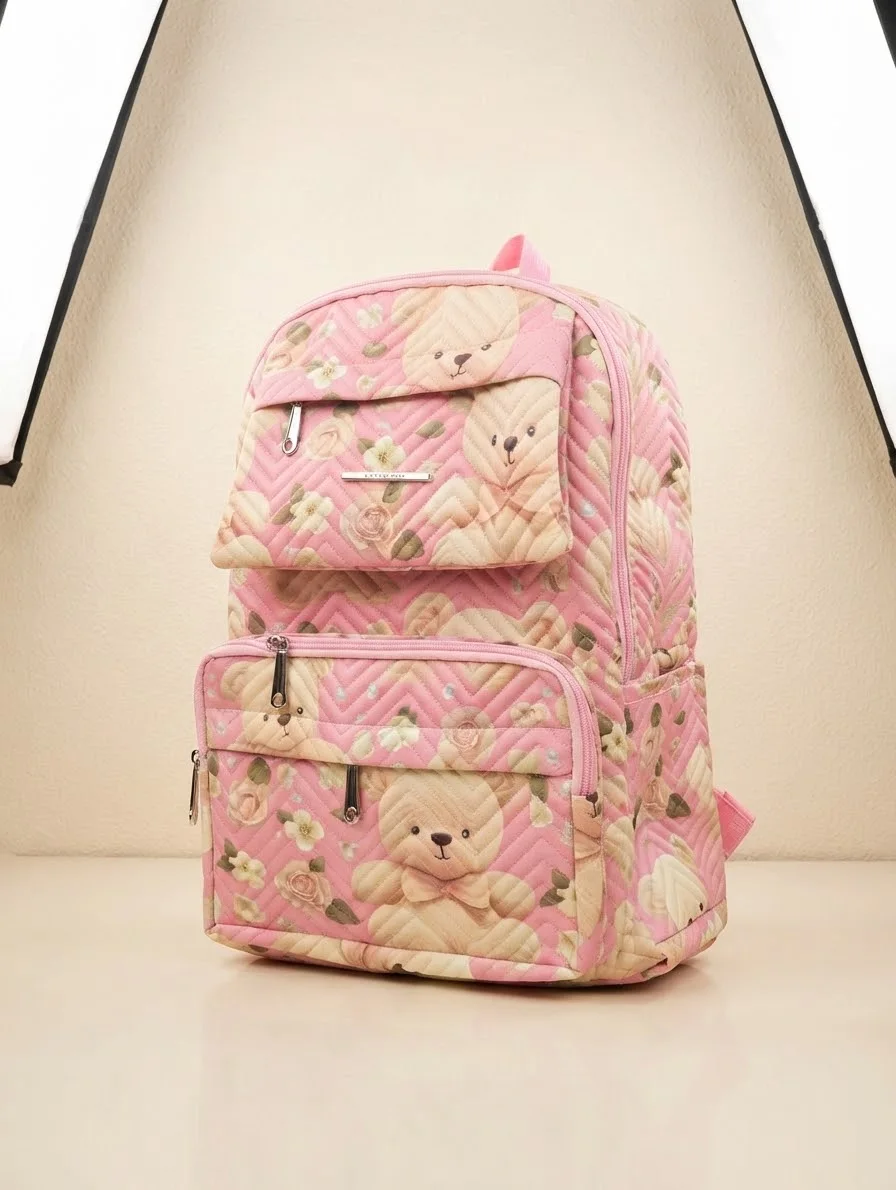 Buy Quilted School & College Backpack - Galaxy Navy in Pink online in Pakistan - Brandza Handbags