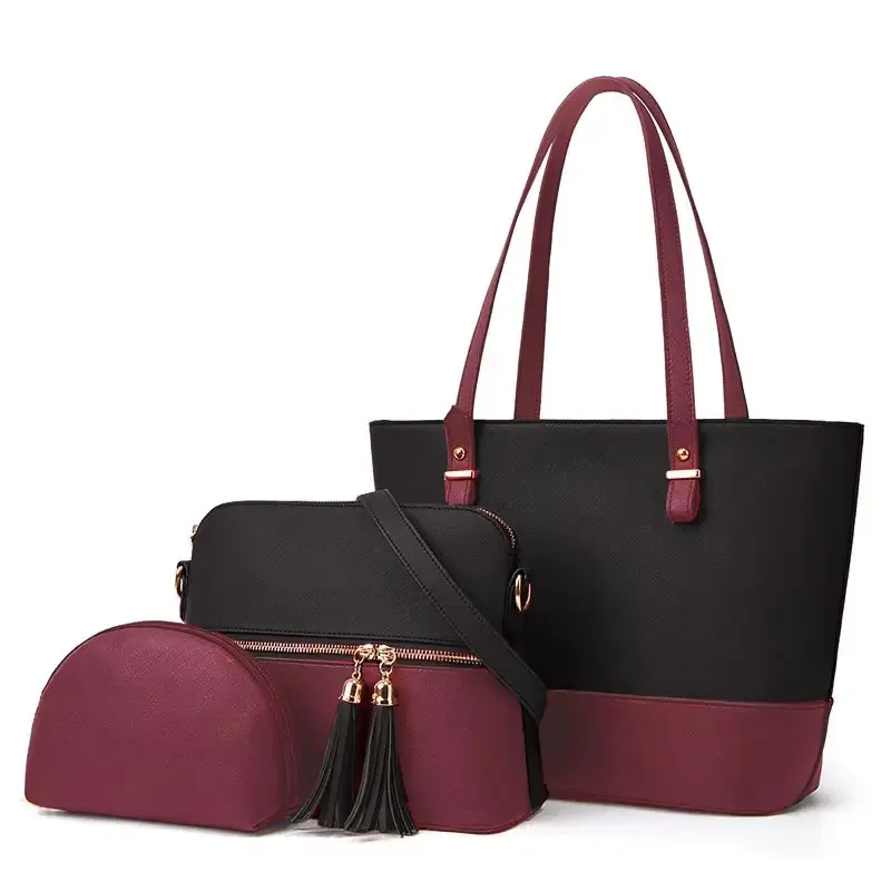 Serivo Serivo 3 Piece Handbag Set - Burgundy Matching Bag & Shoes Combo - matching bag and shoes combo online Karachi