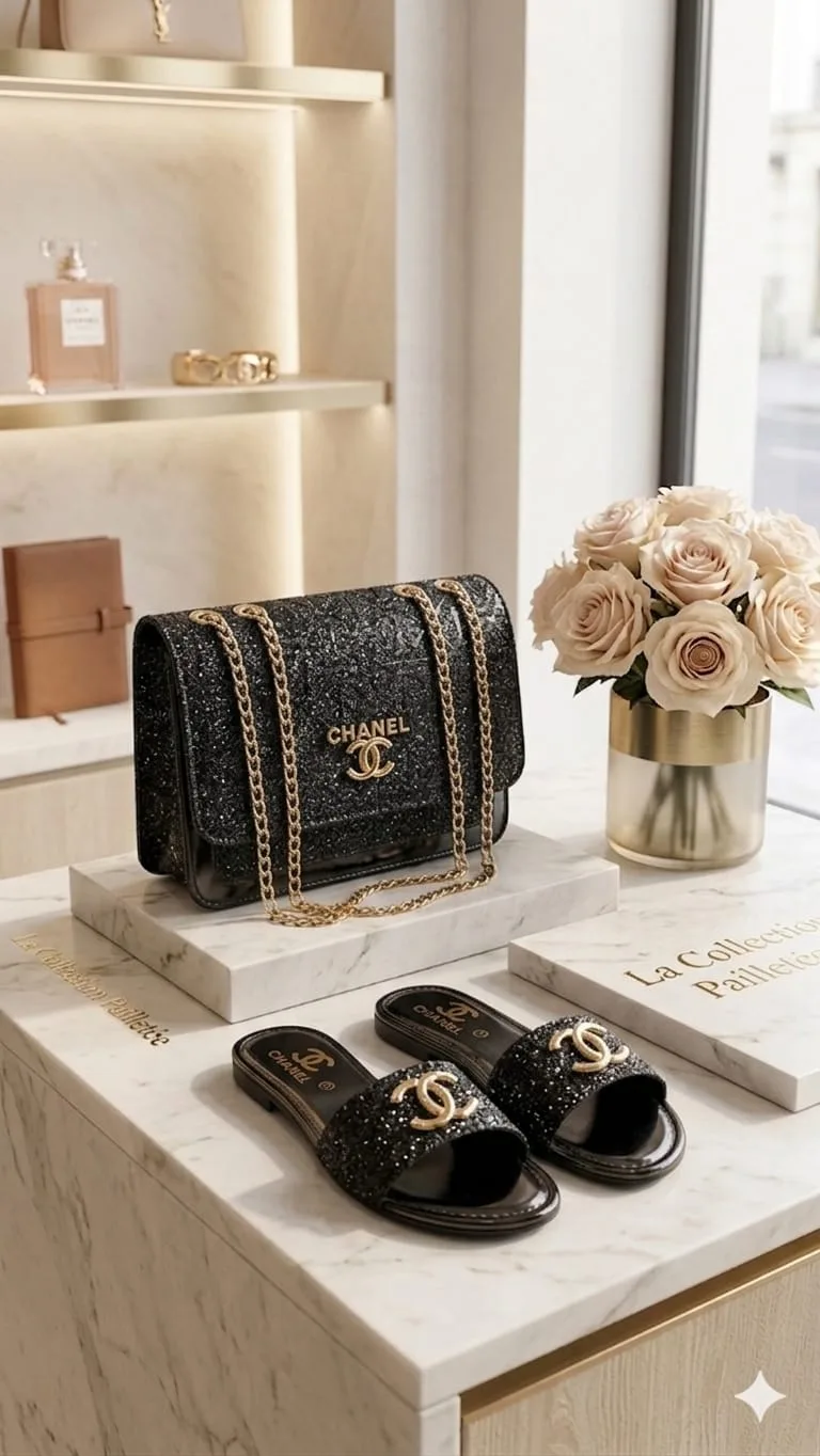 Brandza Brandza Glitter Evening Handbag - Black Matching Bag & Shoes Combo - matching bag and shoes combo online Islamabad