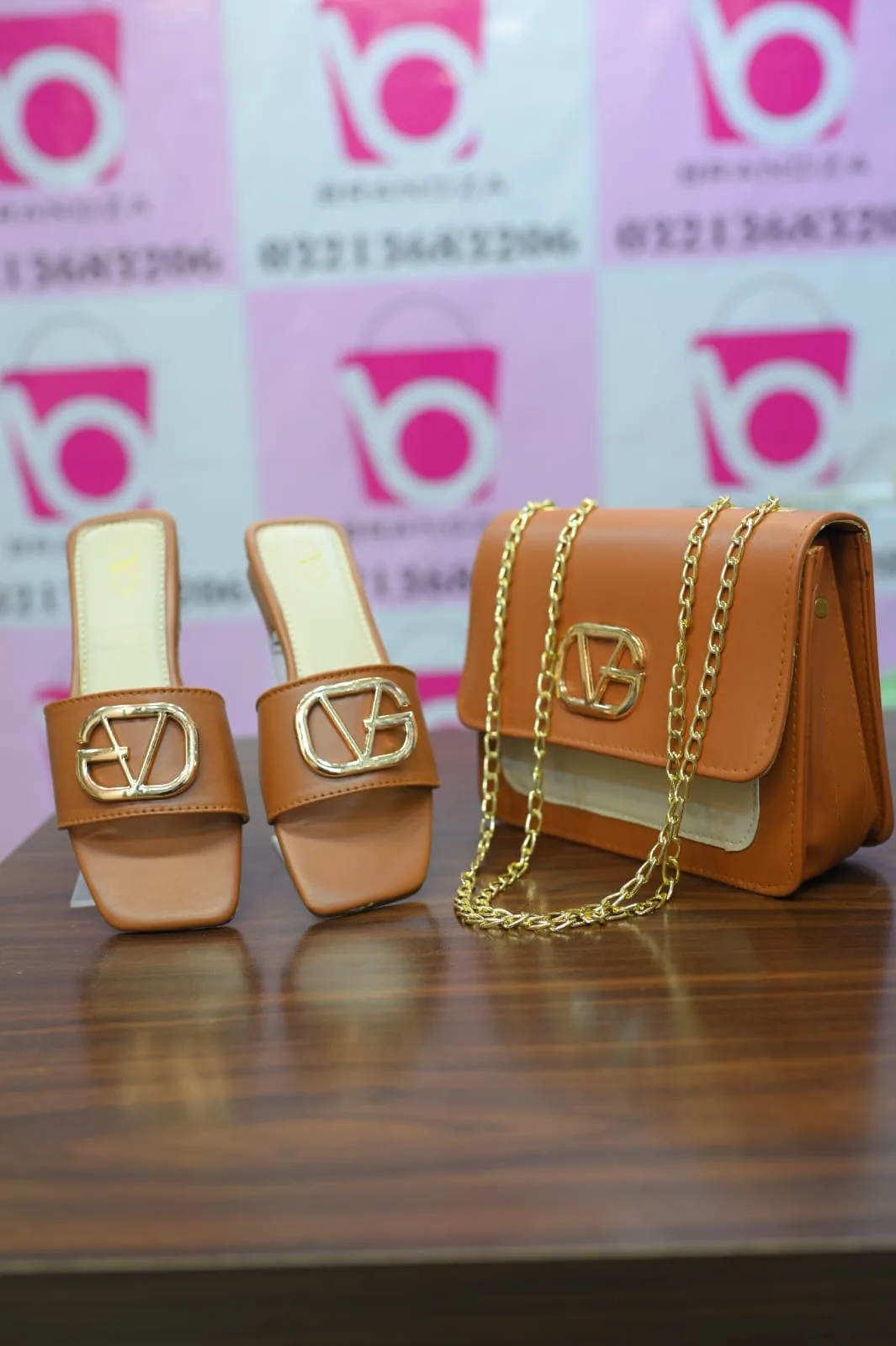 Brandza Brandza Cream & Tan Bag - Cream Tan Matching Bag & Shoes Combo - matching bag and shoes combo online Islamabad view 2