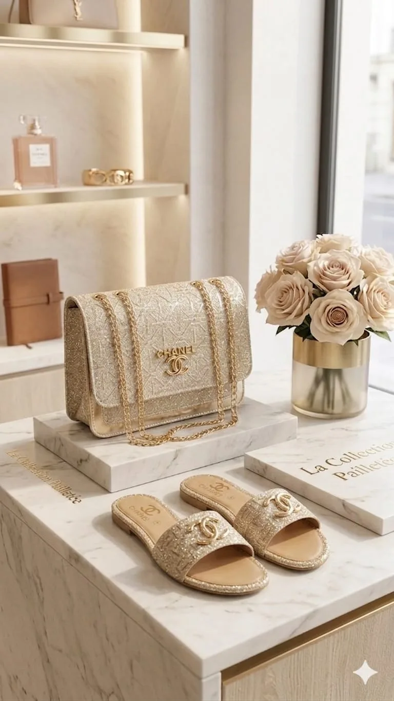 Brandza Brandza Glitter Evening Handbag - Gold Matching Bag & Shoes Combo - matching bag and shoes combo online Islamabad