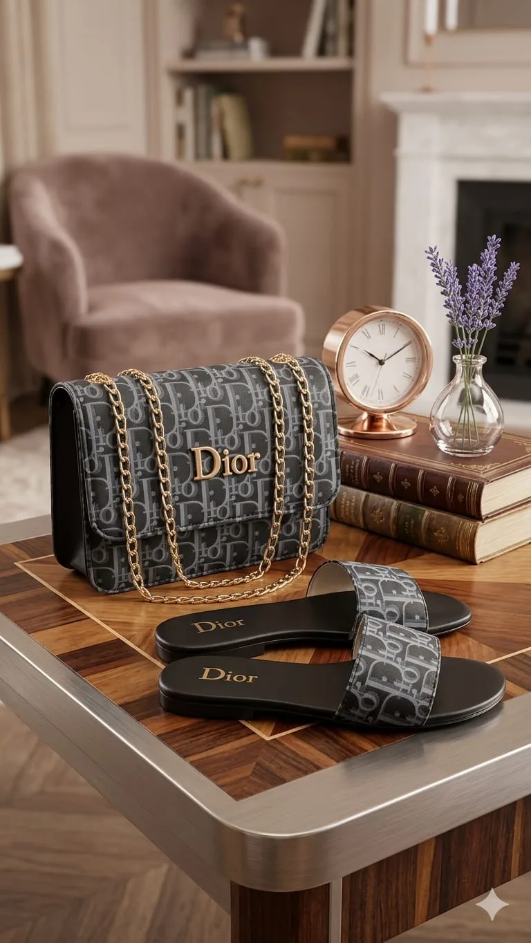 Brandza Brandza Monogram Flap Handbag - Grey Matching Bag & Shoes Combo - matching bag and shoes combo online Islamabad view 4