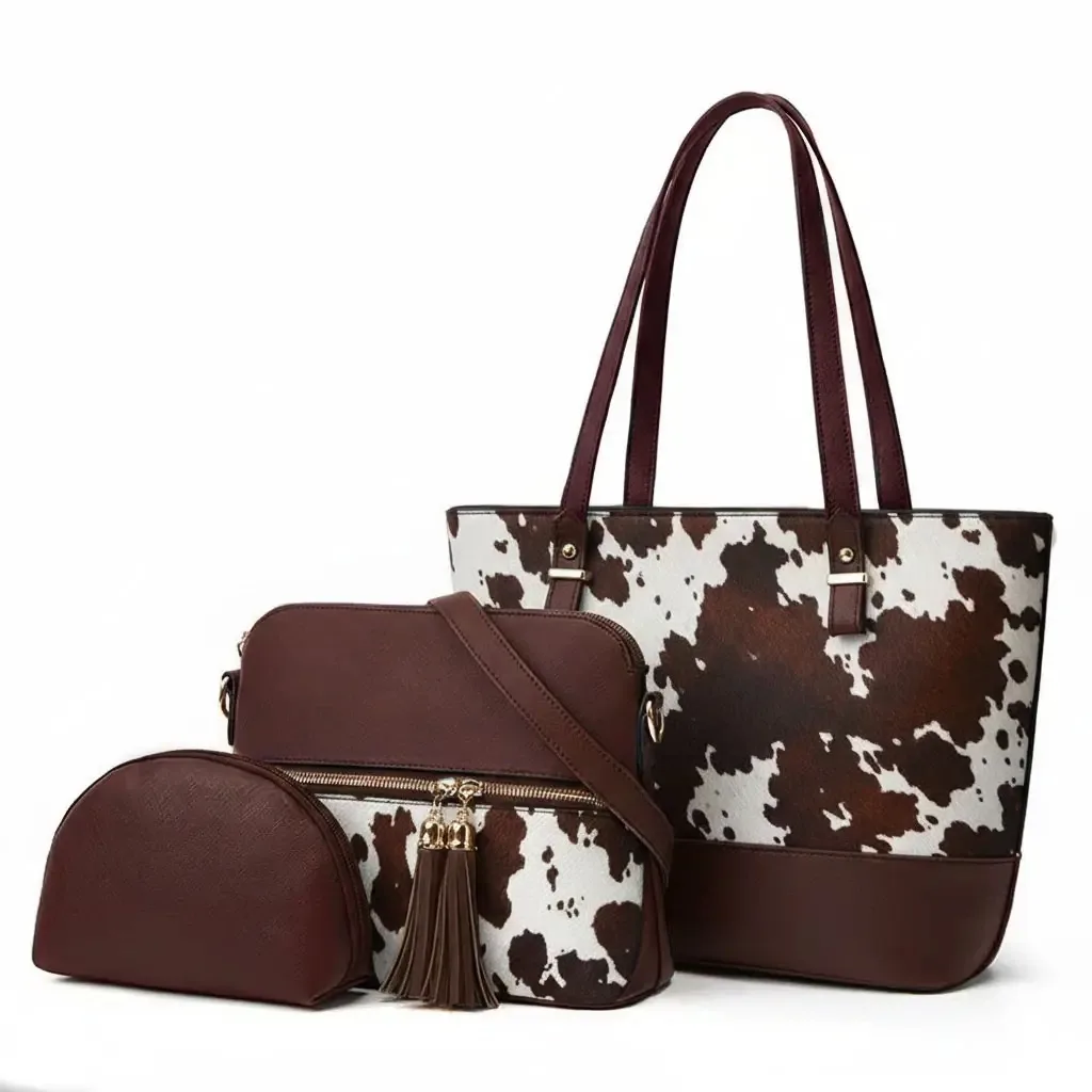 Serivo Serivo 3 Piece Handbag Set - Brown Matching Bag Combo - matching bag and shoes combo online Islamabad