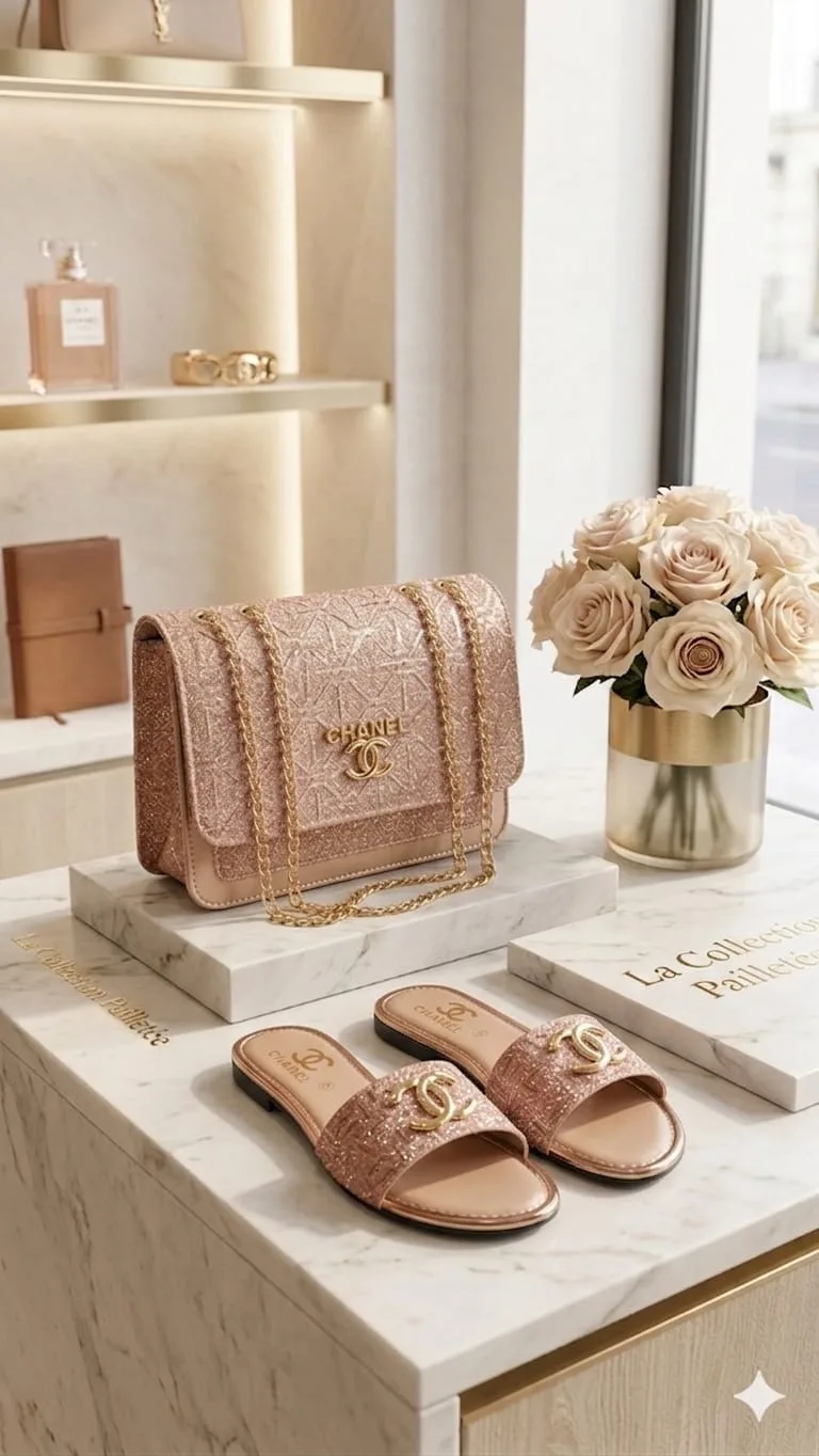 Brandza Brandza Glitter Evening Handbag - Rose Matching Bag & Shoes Combo - matching bag and shoes combo online Lahore