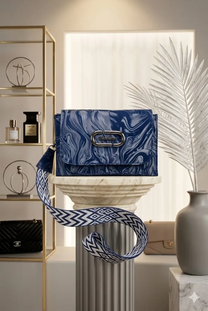 Buy Serivo Crossbody Chevron Coin - Navy Blue online in Pakistan - Serivo Handbags