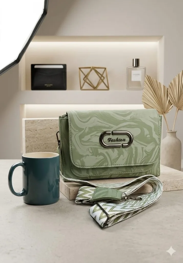 Serivo Crossbody Chevron Coin - Sage Green