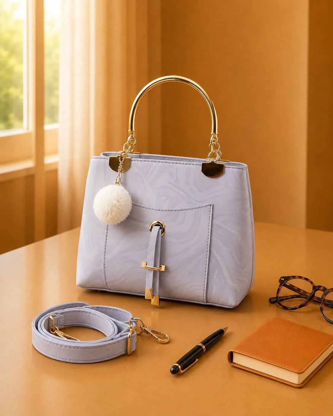 Serivo Marble Handbag - Lilac