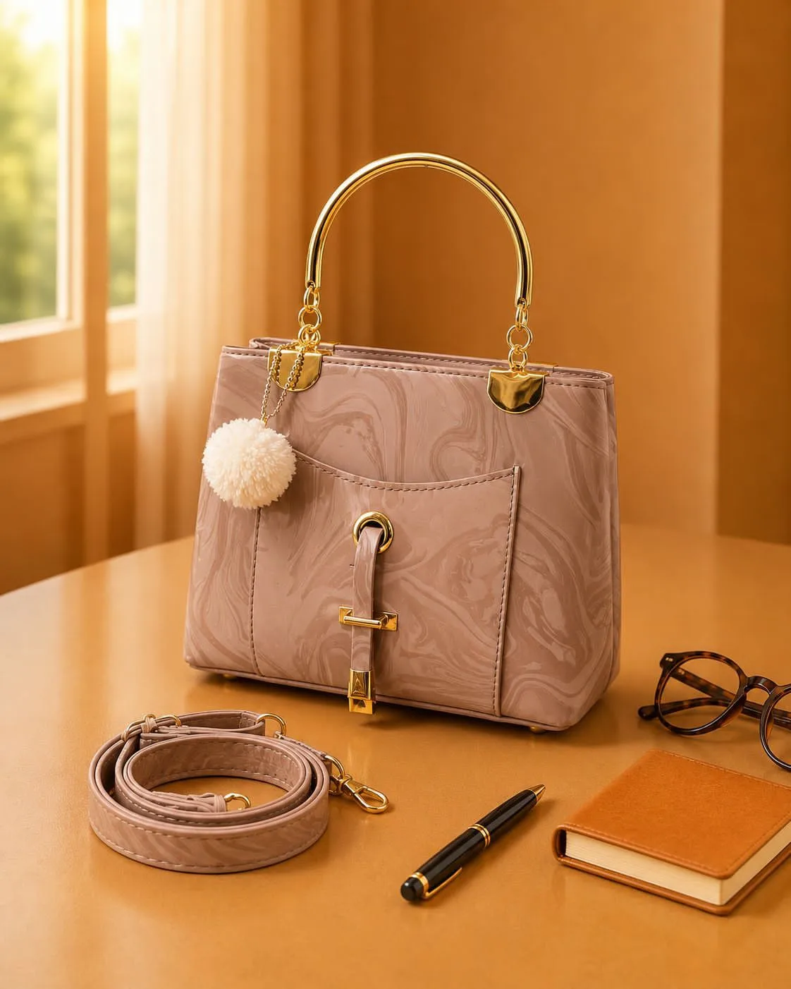 Buy Serivo Marble Handbag - Pink in Mauve online in Pakistan - Serivo Handbags
