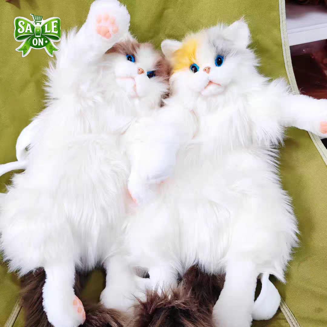 Buy Realistic Meowing Cat Plush Backpack – Interactive Fluffy Kitten Bag with Sound online in Pakistan - Brandza Handbags view 6