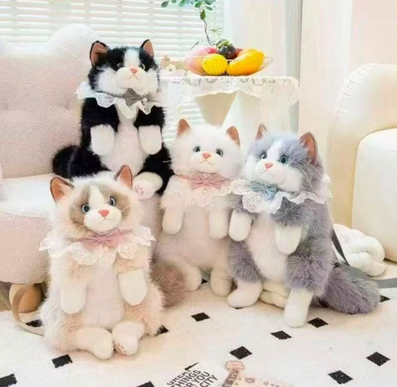 Buy Realistic Meowing Cat Plush Backpack – Interactive Fluffy Kitten Bag with Sound online in Pakistan - Brandza Handbags view 17