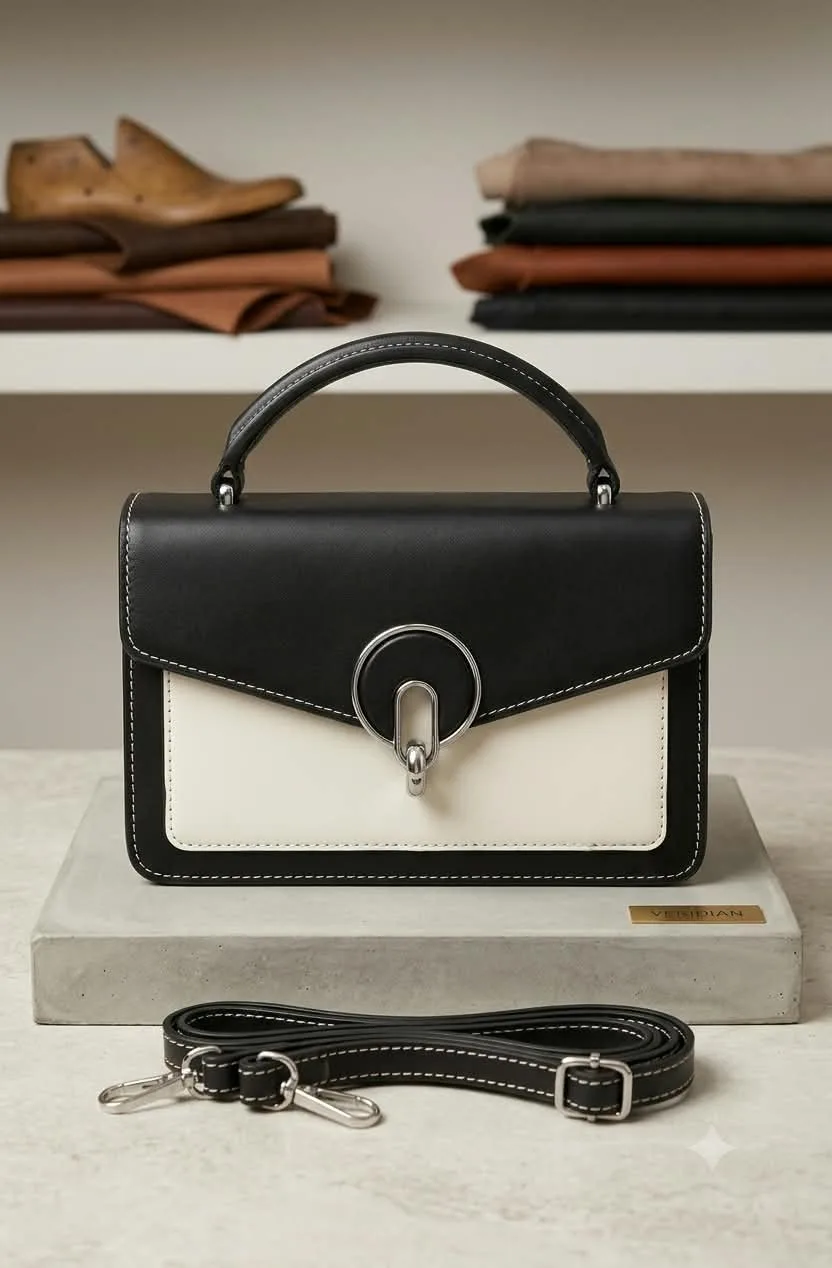 Buy Serivo Imported Colorblock Clasp Bag - Black Cream online in Pakistan - Serivo Handbags