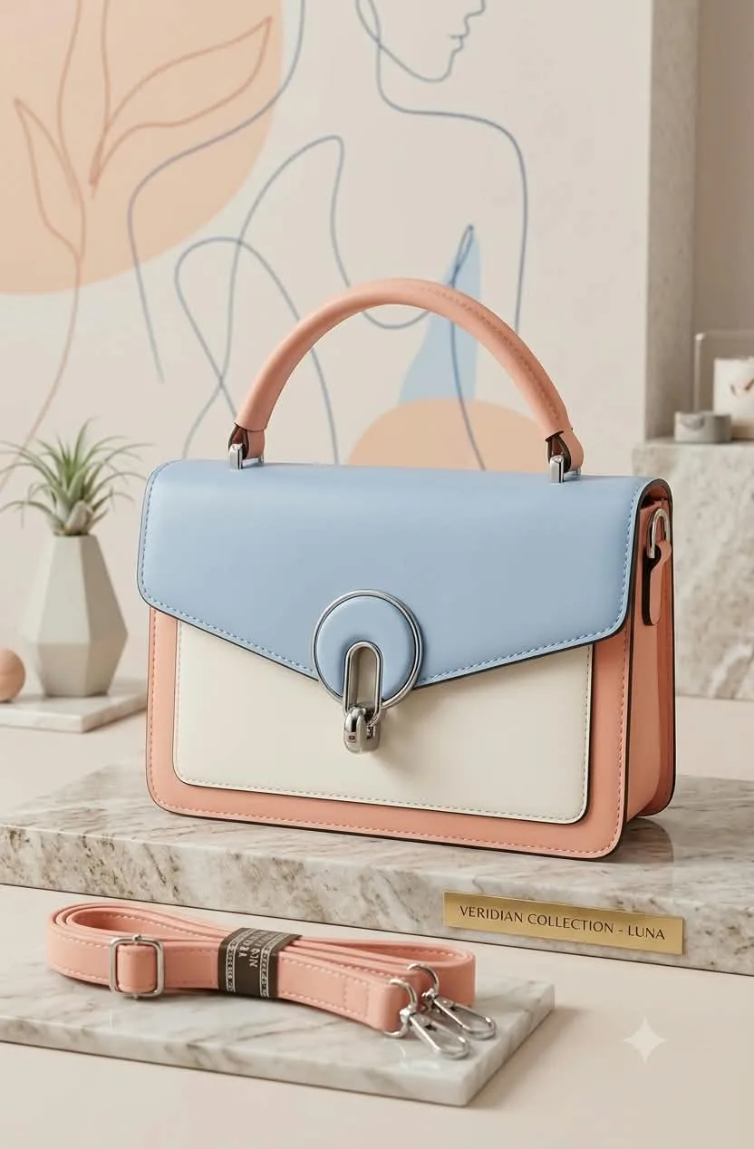 Buy Serivo Imported Colorblock Clasp Bag - Blue Peach online in Pakistan - Serivo Handbags