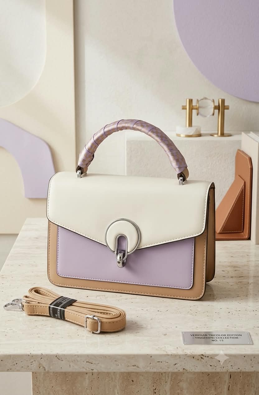 Buy Serivo Imported Colorblock Clasp Bag - Lavender Tan online in Pakistan - Serivo Handbags