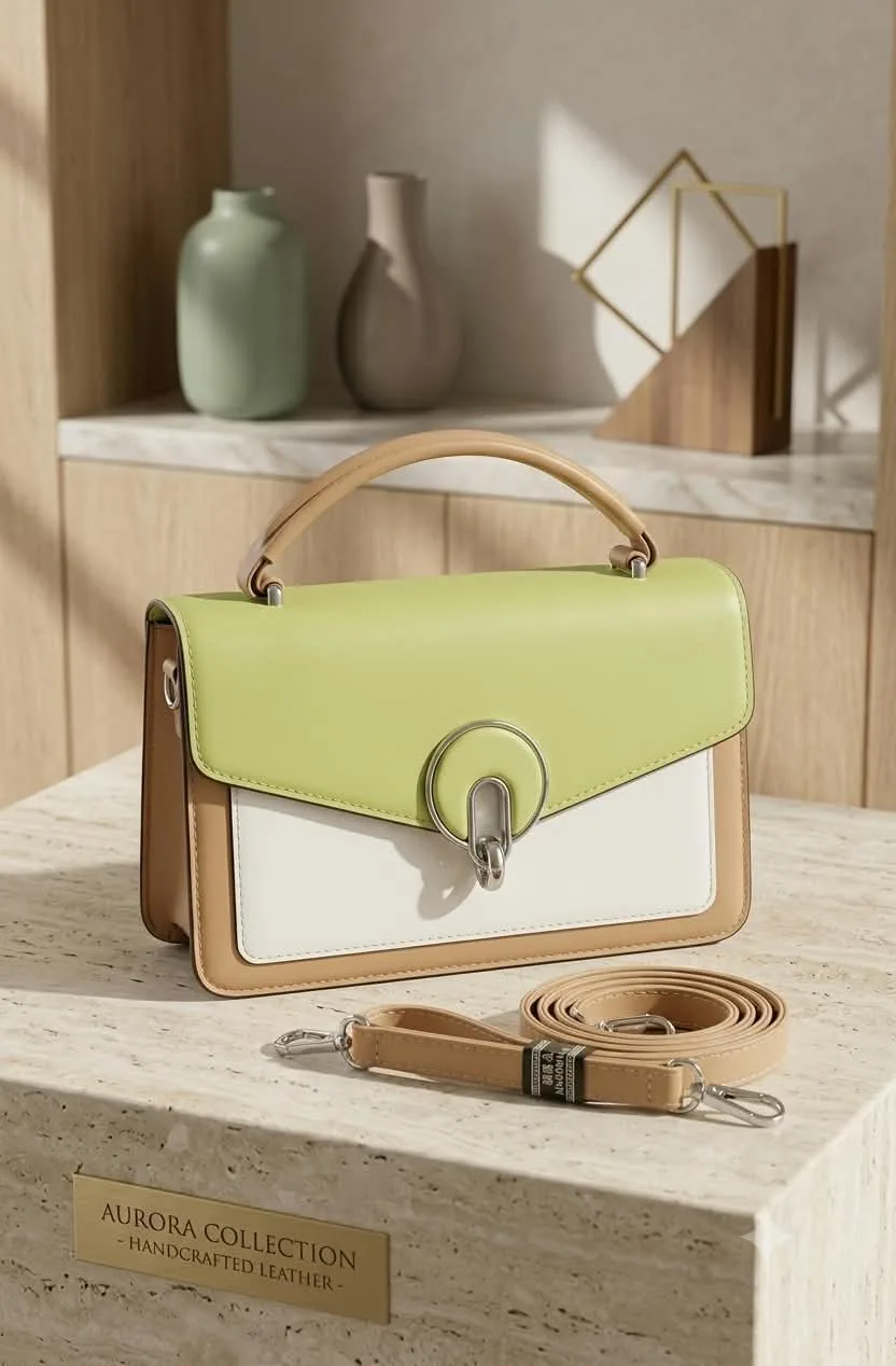 Buy Serivo Imported Colorblock Clasp Bag - Lime Cream online in Pakistan - Serivo Handbags