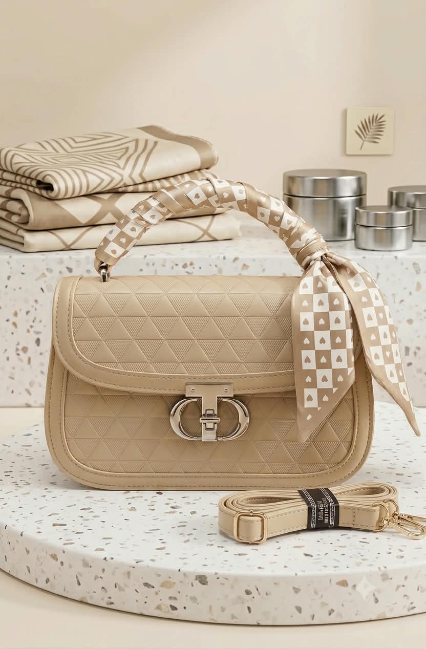 Buy Serivo Imported Quilted Scarf Bag - Beige online in Pakistan - Serivo Handbags