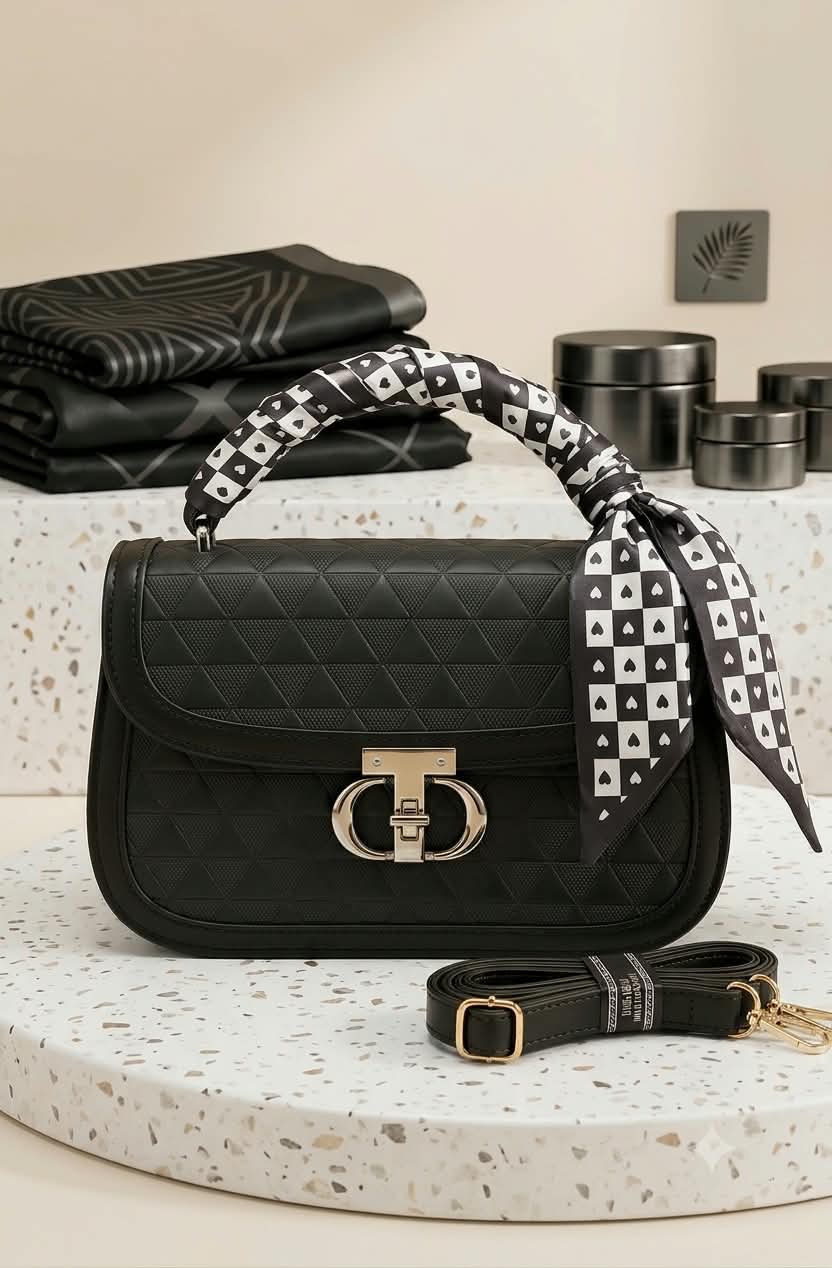 Buy Serivo Imported Quilted Scarf Bag - Black online in Pakistan - Serivo Handbags