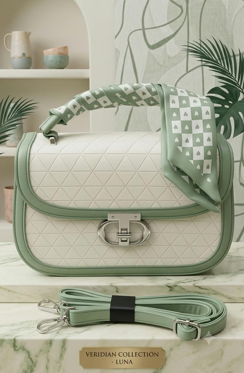 Buy Serivo Imported Quilted Scarf Bag - Cream Sage online in Pakistan - Serivo Handbags
