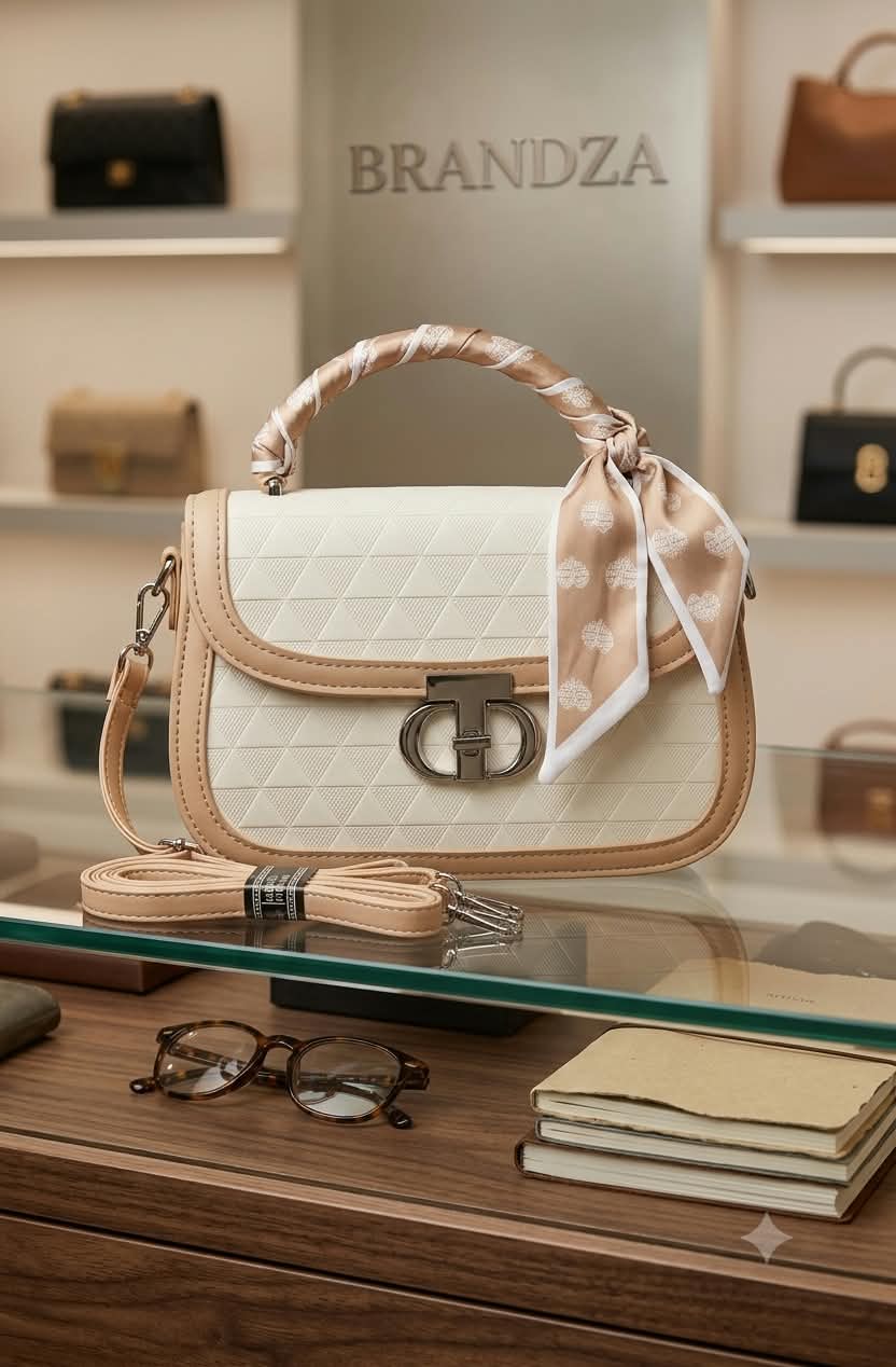 Buy Serivo Imported Quilted Scarf Bag - Cream Tan online in Pakistan - Serivo Handbags