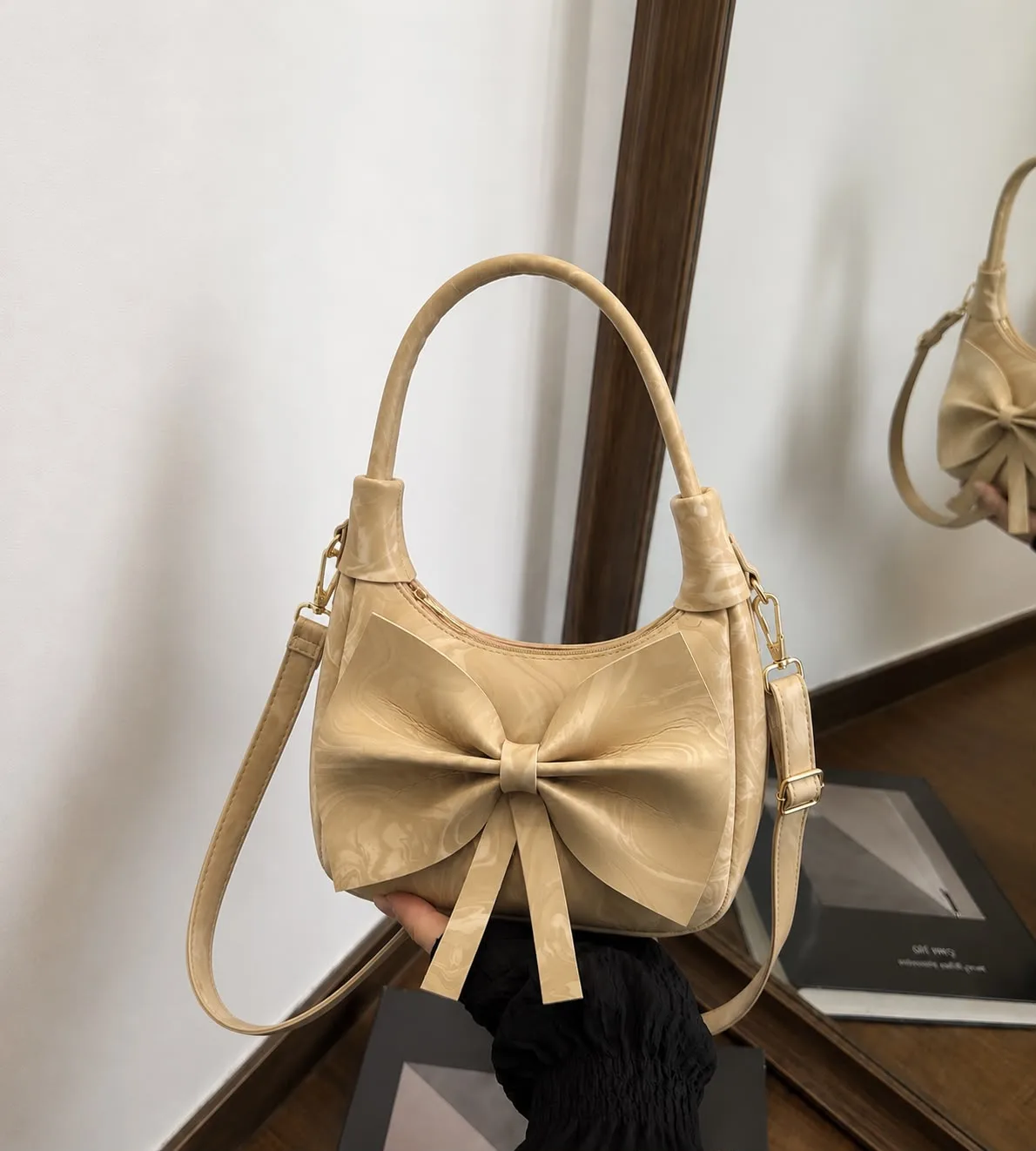 Buy Serivo Bow Moon Bag - Cream online in Pakistan - Serivo Handbags