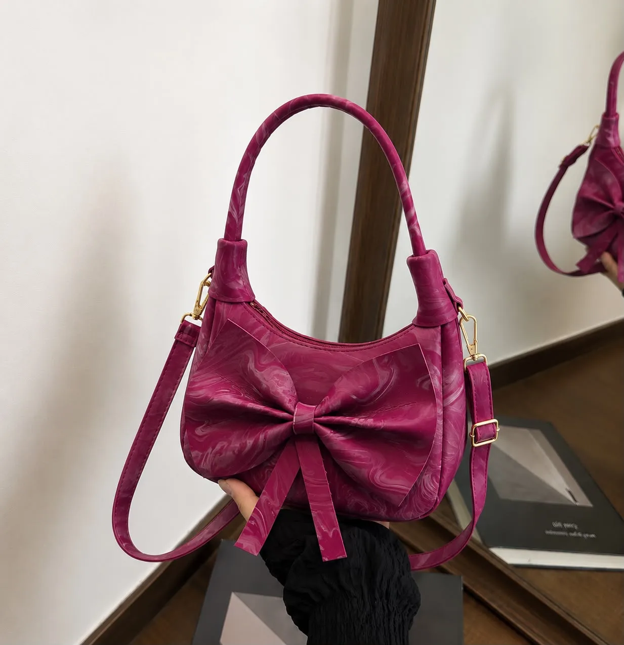 Buy Serivo Bow Moon Bag - Magenta online in Pakistan - Serivo Handbags
