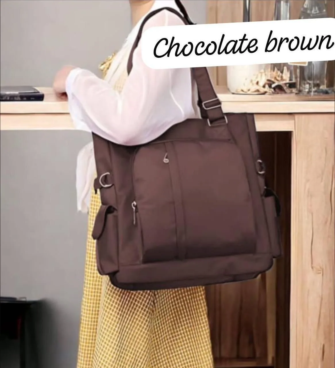 Buy Serivo Ladies Waterproof Nylon Mummy Bag - Chocolate Brown online in Pakistan - Serivo Handbags