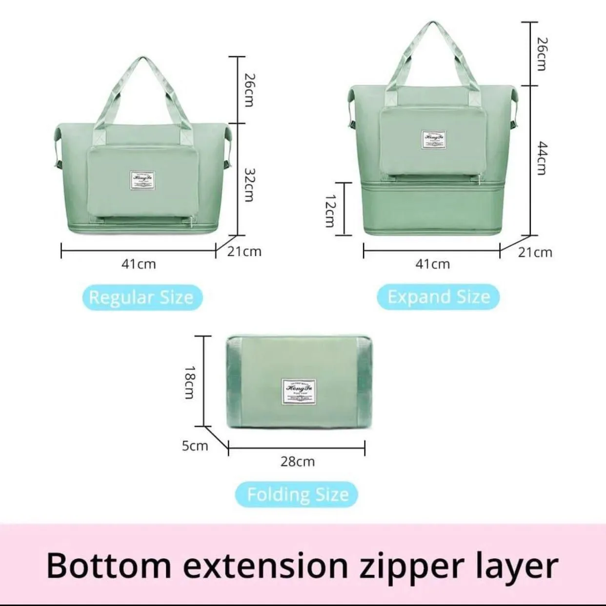 Buy Serivo Expandable Foldable Travel & Mother Care Bag - Light Green online in Pakistan - Serivo Handbags