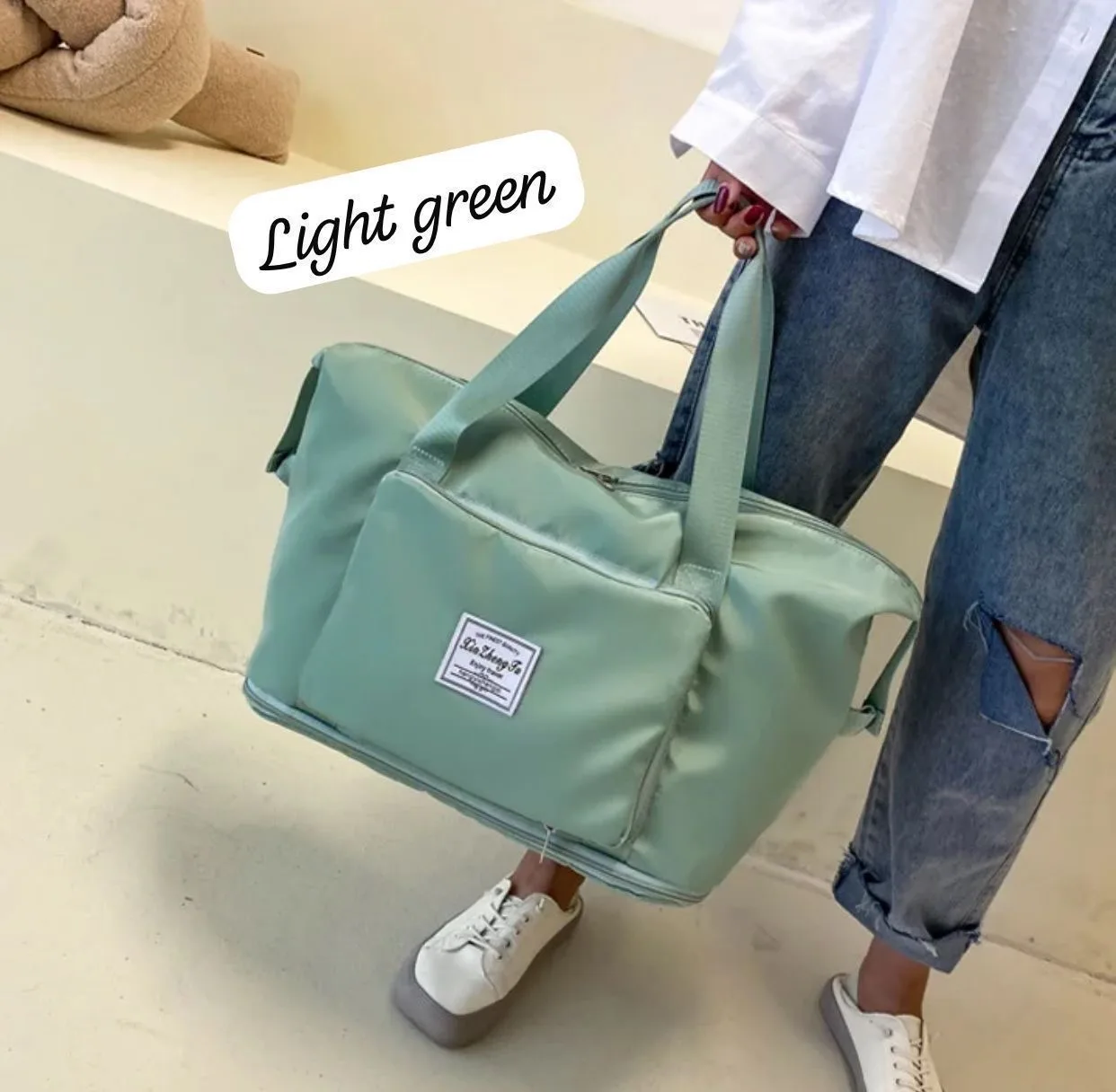 Buy Serivo Expandable Foldable Travel & Mother Care Bag - Light Green online in Pakistan - Serivo Handbags view 3