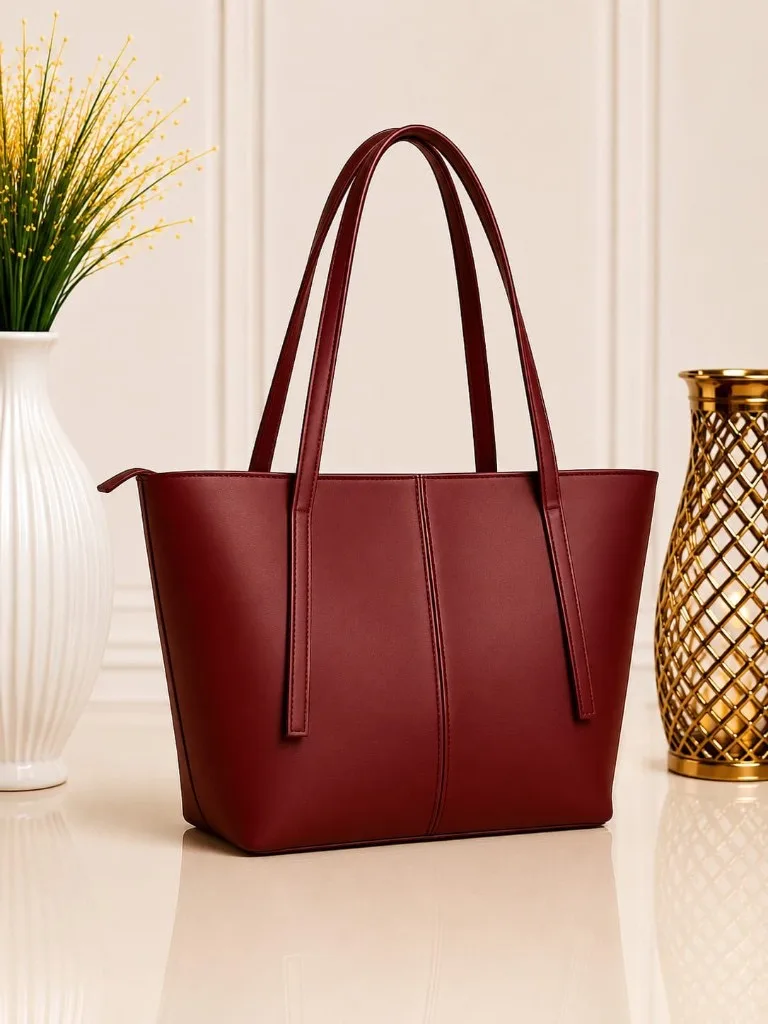 Buy Serivo Classic Tote Bag - Navy Blue in Burgundy online in Pakistan - Serivo Handbags