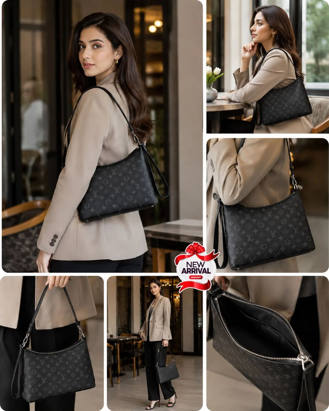Buy Serivo Signature Hobo Tote - Brown Coach in Black Monogram online in Pakistan - Serivo Handbags