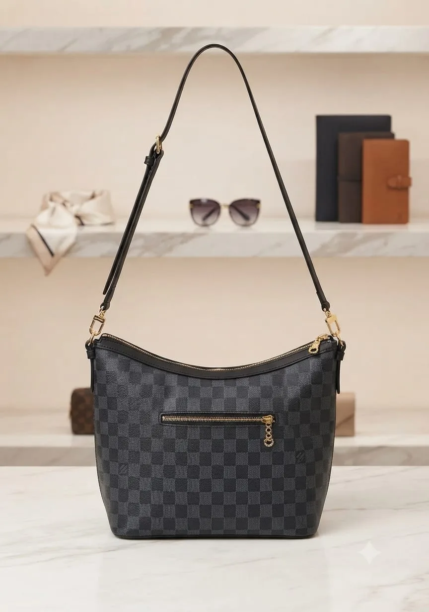 Buy Serivo Signature Hobo Tote - Charcoal Check online in Pakistan - Serivo Handbags