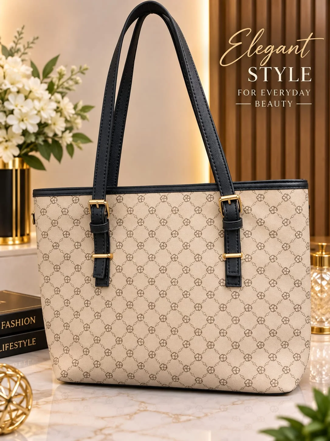 Buy Urban Pattern Tote Bag - Beige Monogram online in Pakistan - Brandza Handbags